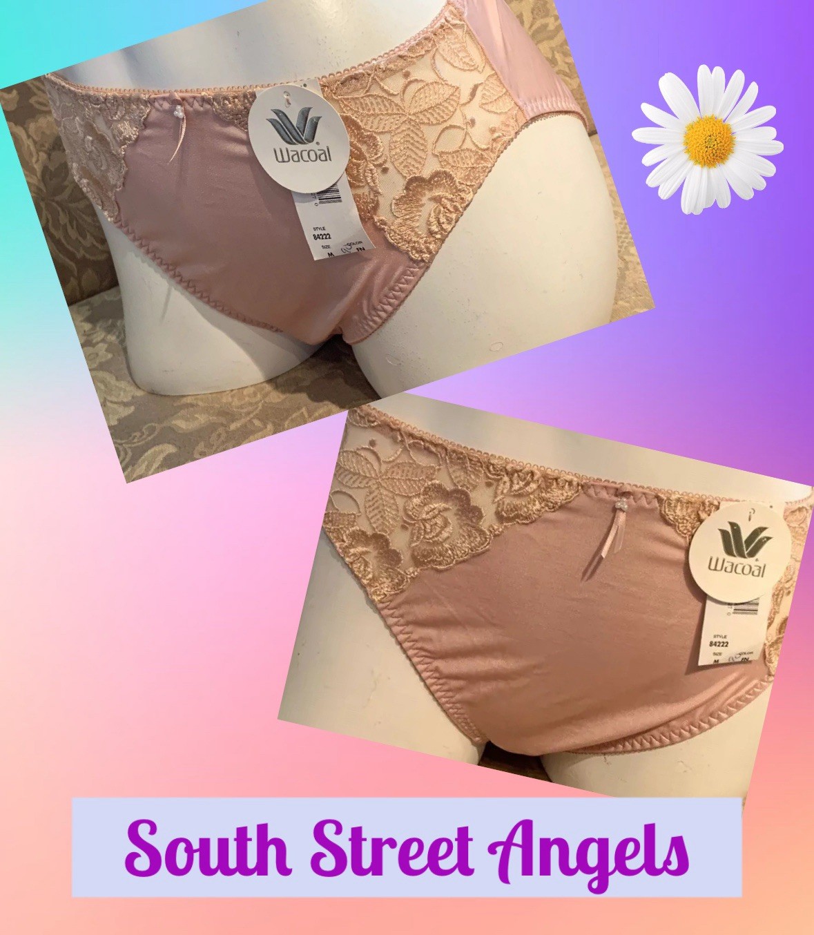 WACOAL 84222 VINTAGE FRENCH NUDE ELEGANCE EMBROIDERED HICUT BRIEF PANTIES MEDIUM