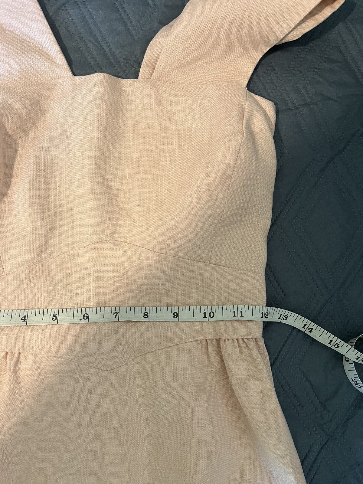Vintage Handmade 1960s Open Back Salmon, Woven Cotton Canvas, Dress sz Small