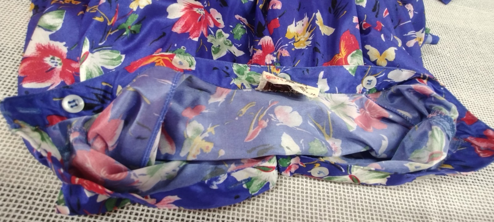 70s Organically Grown Beautiful Blouse Butterflies Watercolor Cobalt Arpeja ART