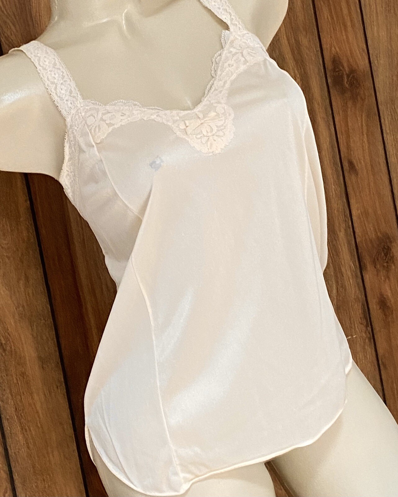 Vintage GreencoMaid Sexy Sissy Soft Nylon Stretchy Lace Straps Camisole Cami L