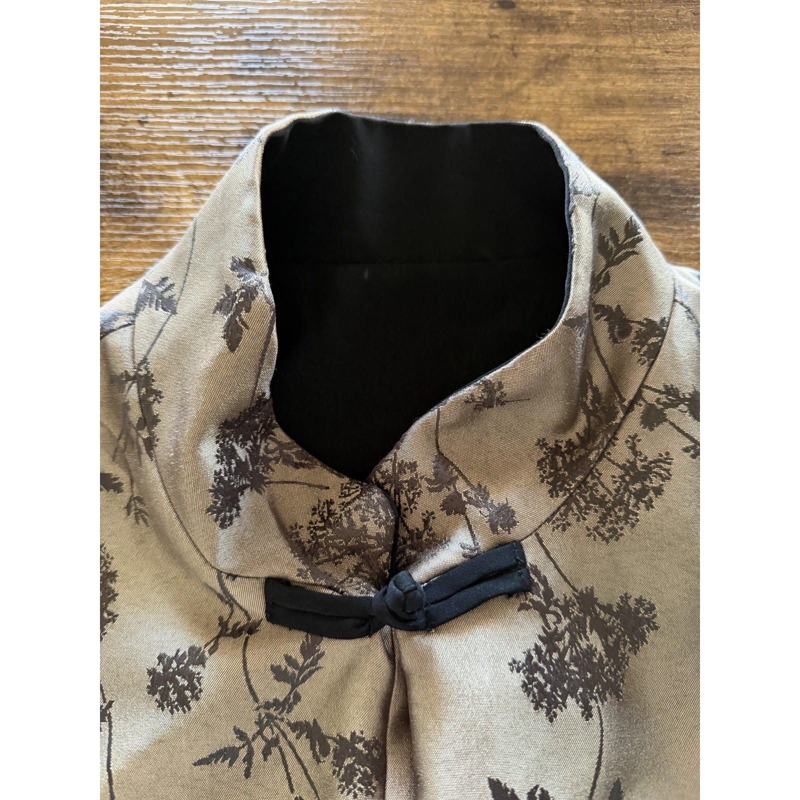 Vintage Chinese Tunic Jacket Kimono Mandarin Collar Frog Button Closure Sz XL