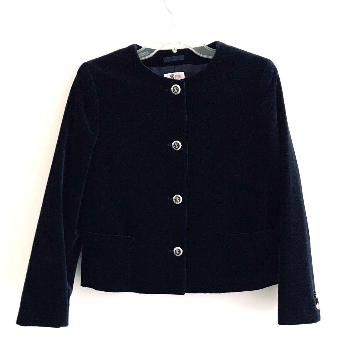 The Scotch House Crewneck Velour Skirt Sets Womens Size 4 Blue Button Up Blazer