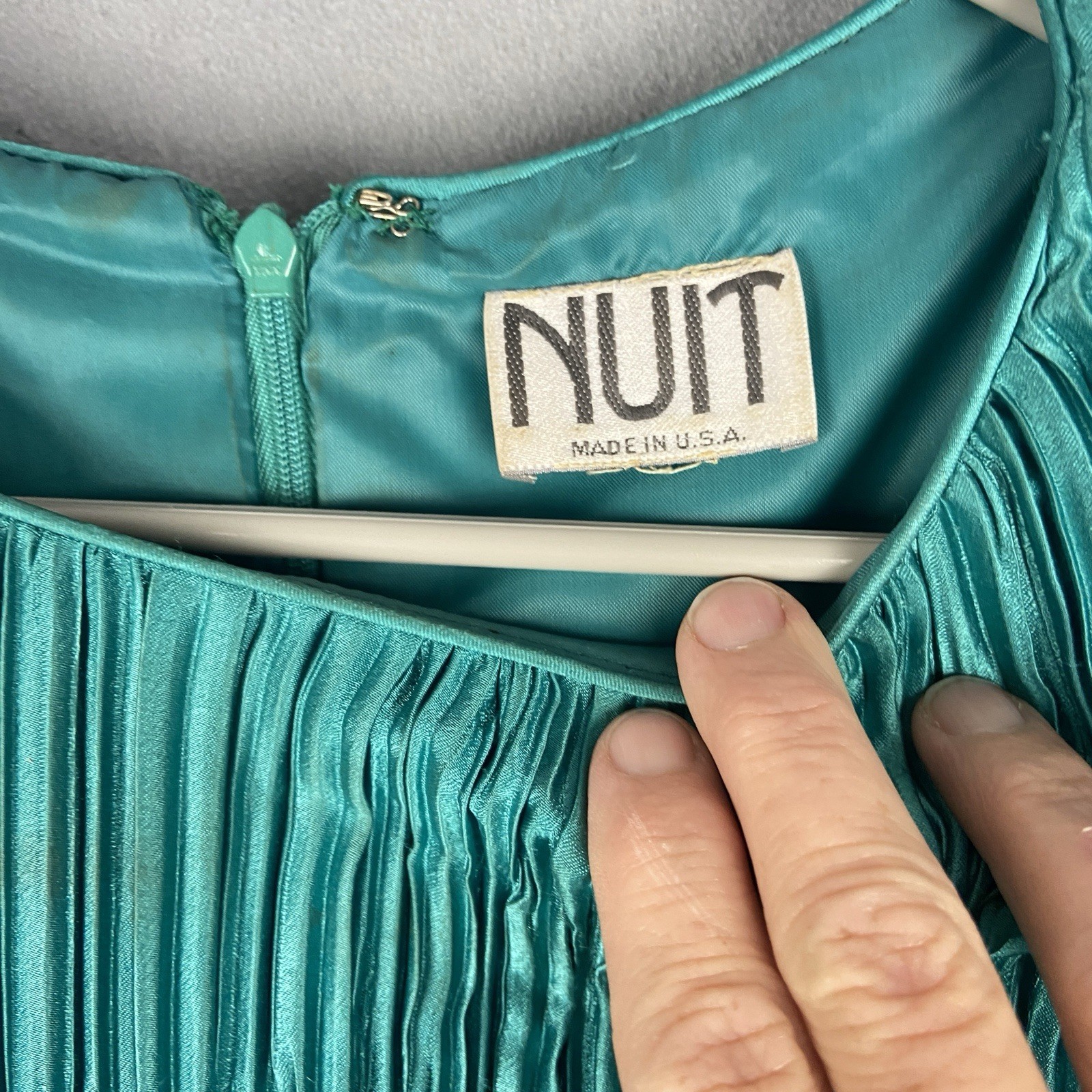 Vintage 80s Nuit Dress Balloon Sleeve Pleated Designing Women Evening Cocktail