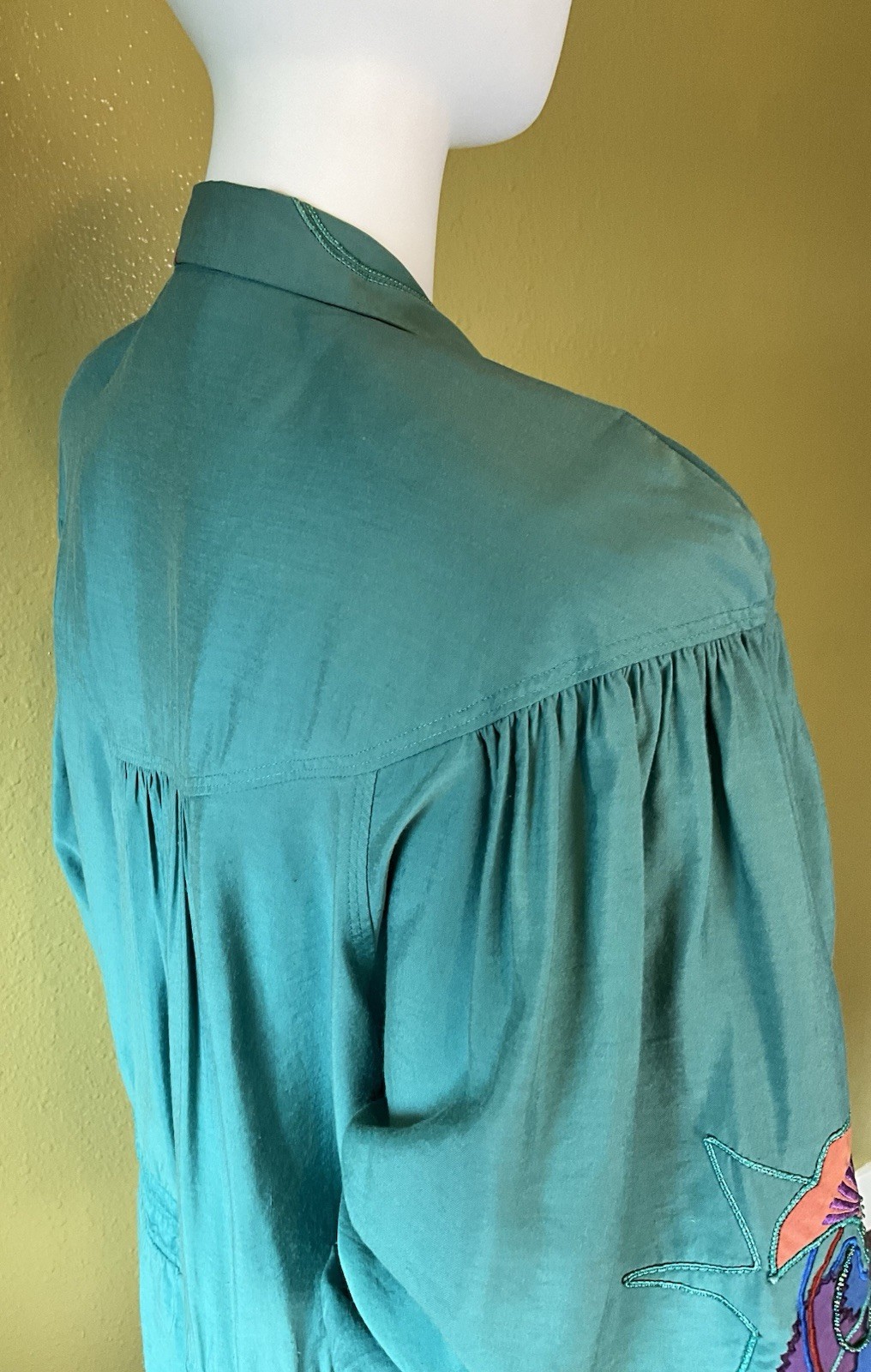 Vtg 80s Marc D’arcy Jacket Embroidered Beaded Applique Shoulder Pads Sz 4 Button