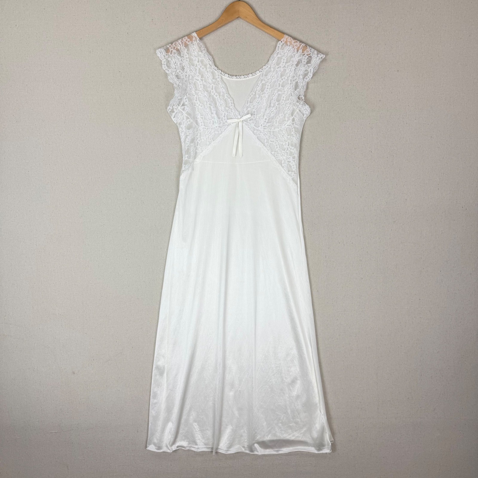 Vintage Glencraft Lingerie White Lace Nightgown ILGWU Union Made L Fairycore