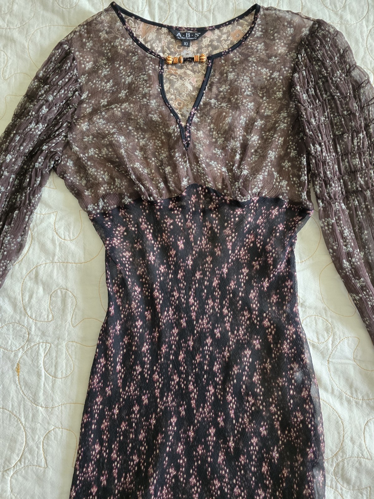 Vintage 90s Y2k Sheer A.B.S Allen Schwartz Dress Womens Small Medium Whimsigoth