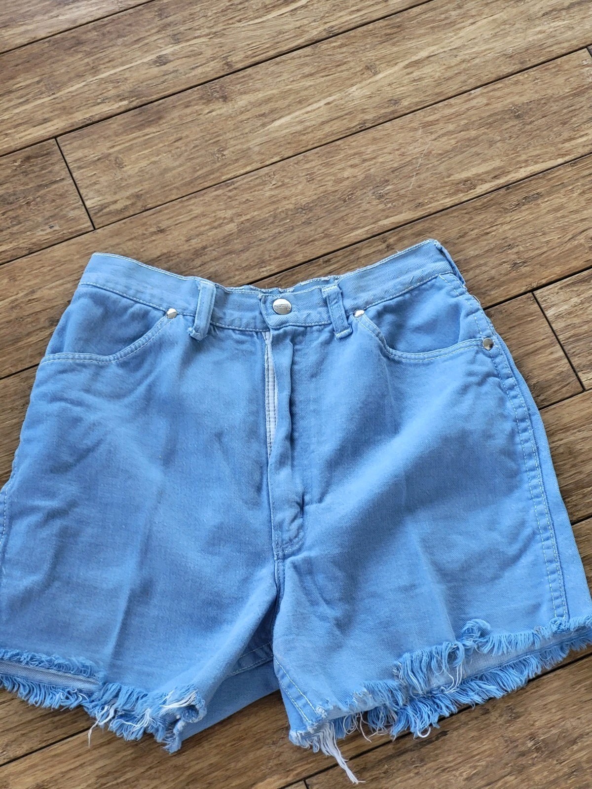 Vintage 70s Maverick Misses 13/14 Slim (Size4) Blue Cut Off Shorts
