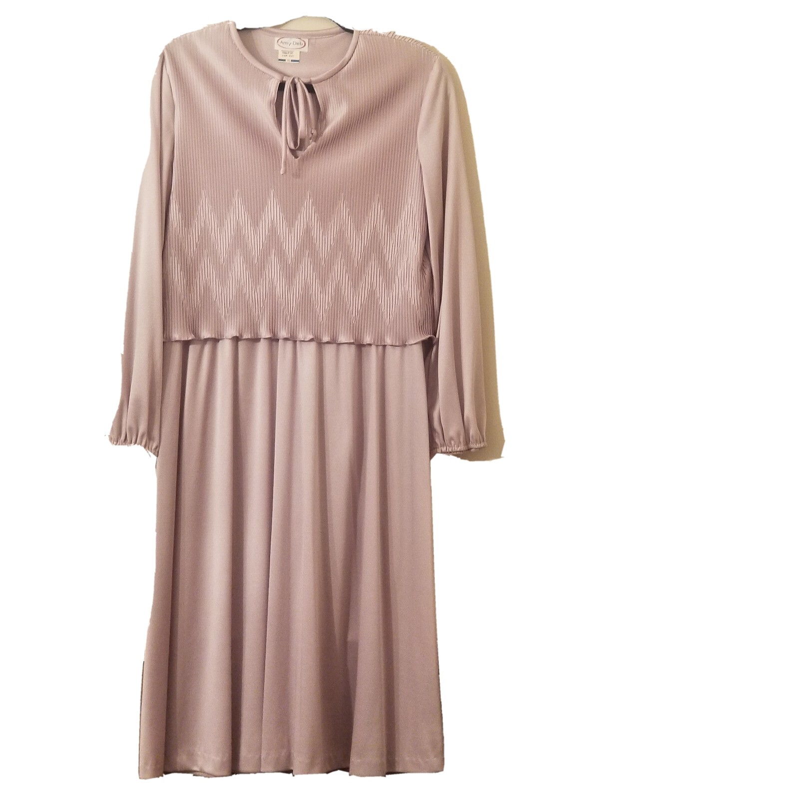 VINTAGE 1970s Amy-Deb Purple Longsleeve DRESS SZ 16