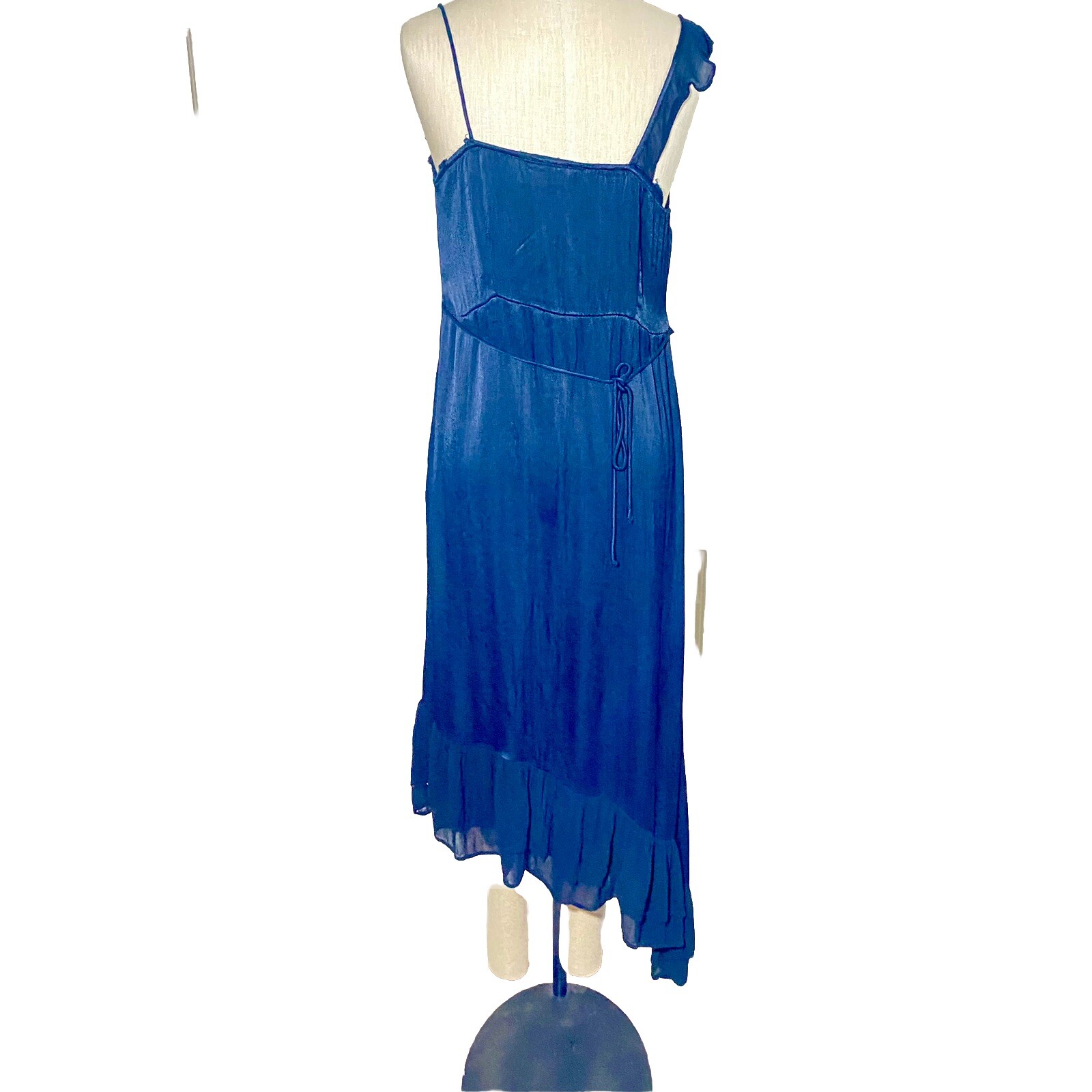 Vtg 90’s Papillon Embroidered Satin Asymmetrical Hemline Midi Med