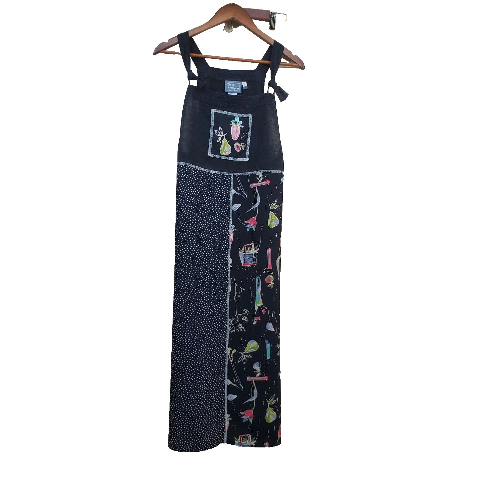 Vintage Carol Anderson Linen Overall Dress Party Bohemian Women’s Small Petite