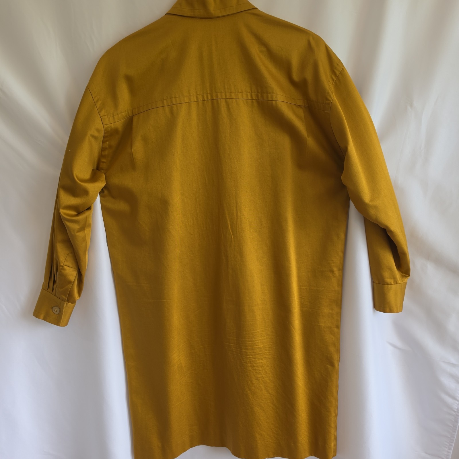 Vintage Bill Blass Mustard Yellow Popover Shirt Dress Oversized Utility Lined 10
