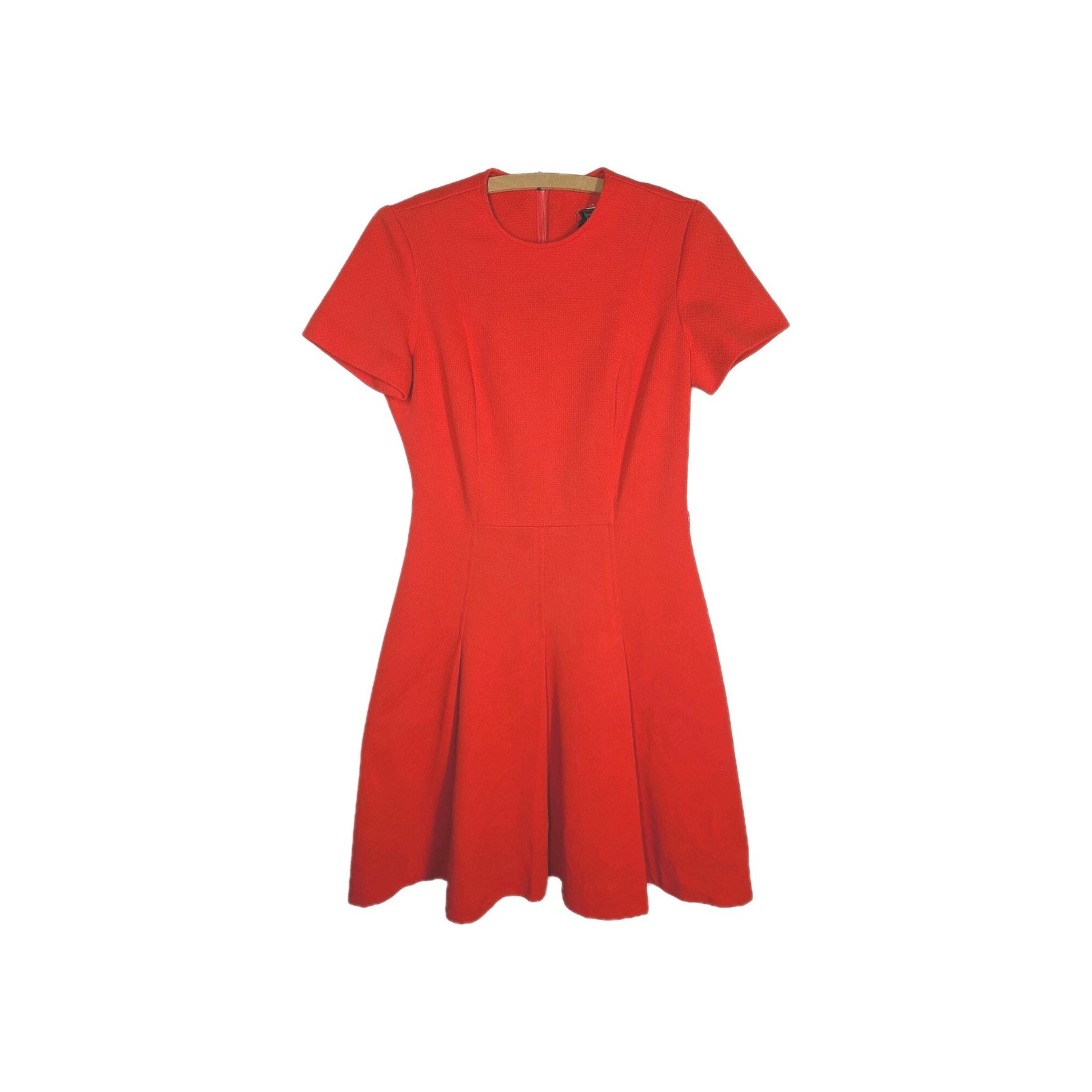 Vtg 70s Scooter Dress Fluoro Orange Princess Seamed Mod Full Skirt M Retro