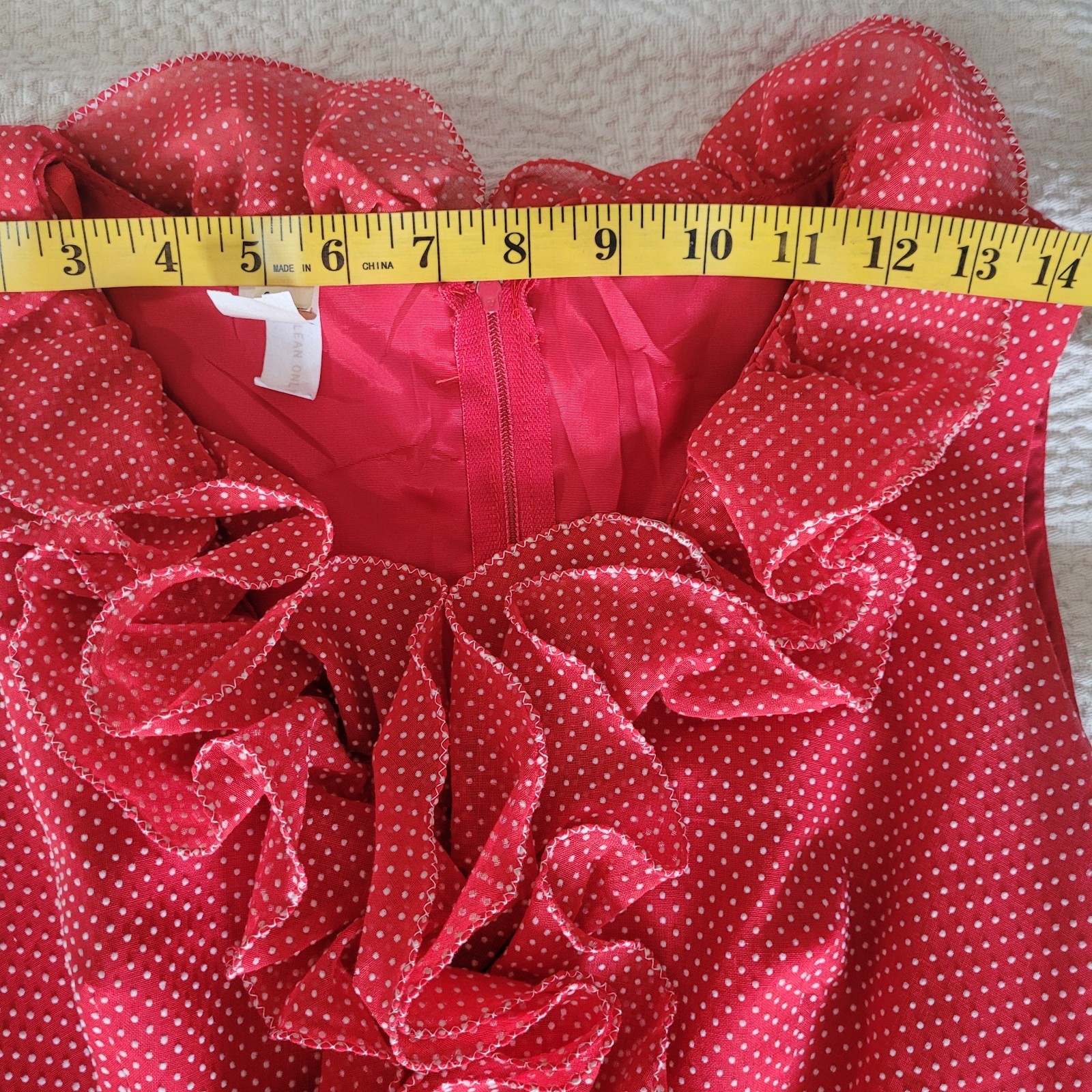 VTG RARE 1970s Miss Elliette Red White Polka Dot Ruffle Sleeveless Dress Size 9