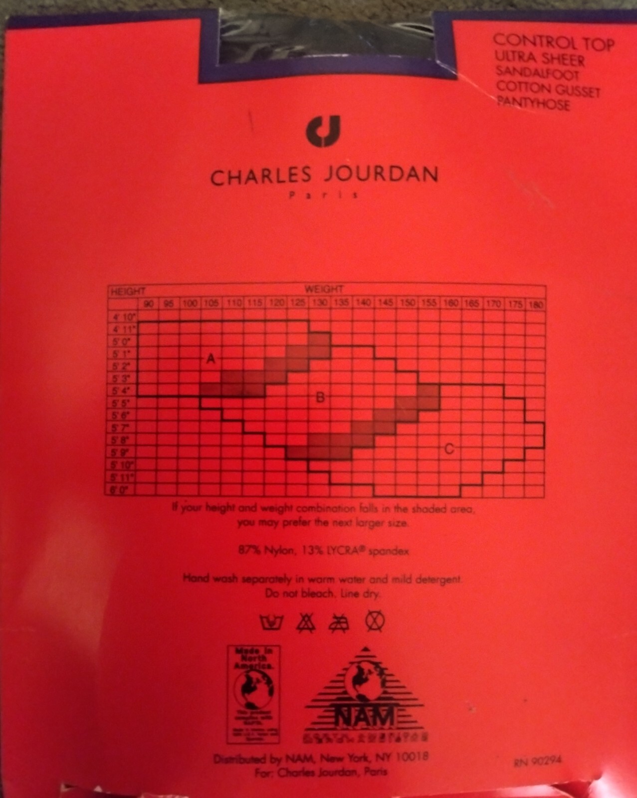 Charles Jordan Vintage Pantyhose Brand New Sand SizeB Control Top Ultra Sheer