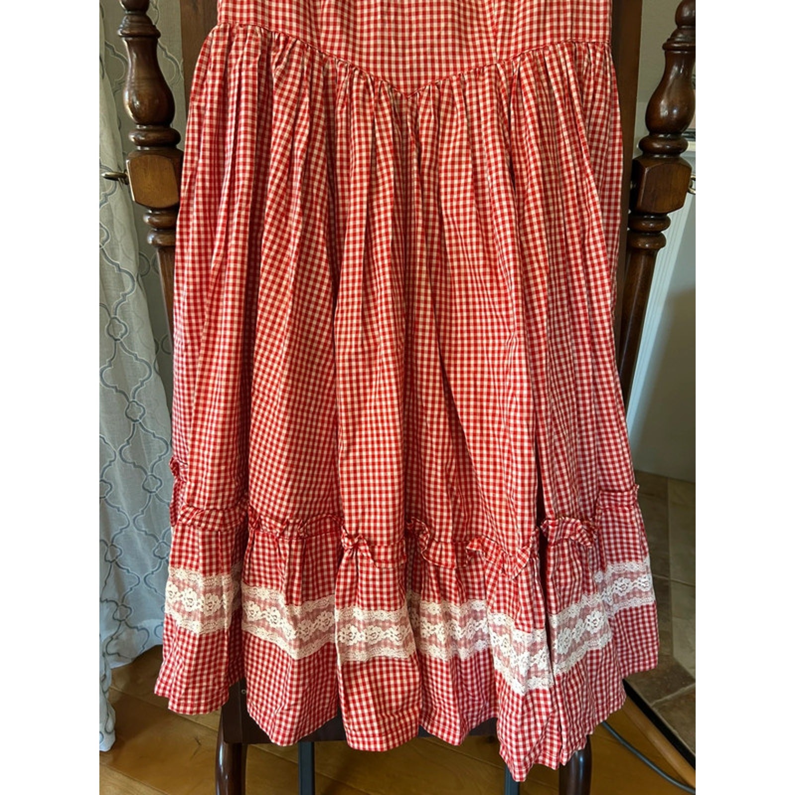 Vintage Square dancing dress red and white gingham country western small/med