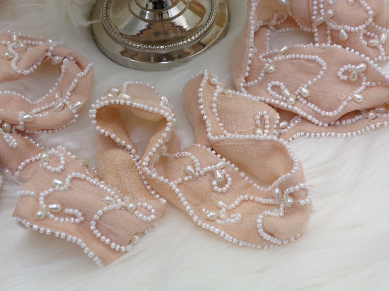 Antique Vintage Wedding Bridal Headpiece and Belt Style: Peaches and Cream