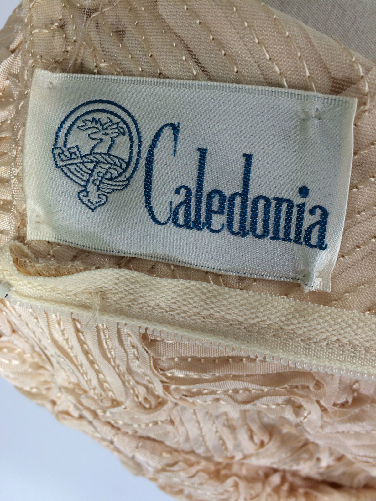 Vintage 60s Caledonia Sheath Dress Tan Nude Champagne Ribbon Wedding Evening