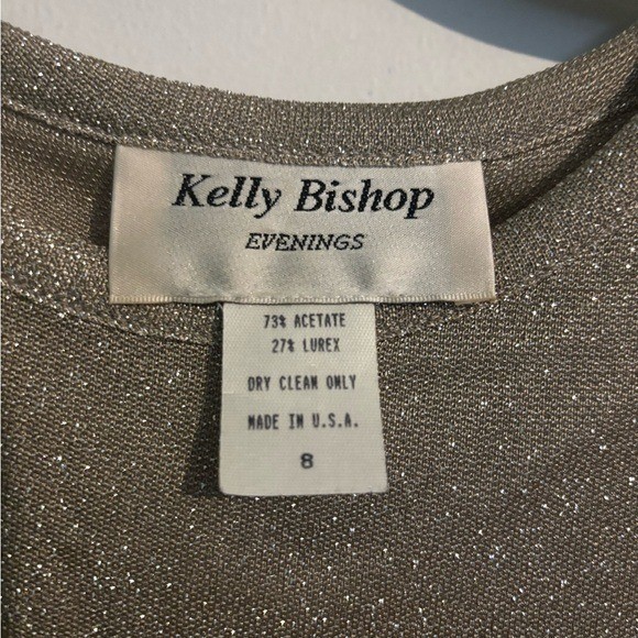 90s Vintage Kelly Bishop Womens Sz 8 3pc Champagne CropTop Set Maxi Skirt Matte