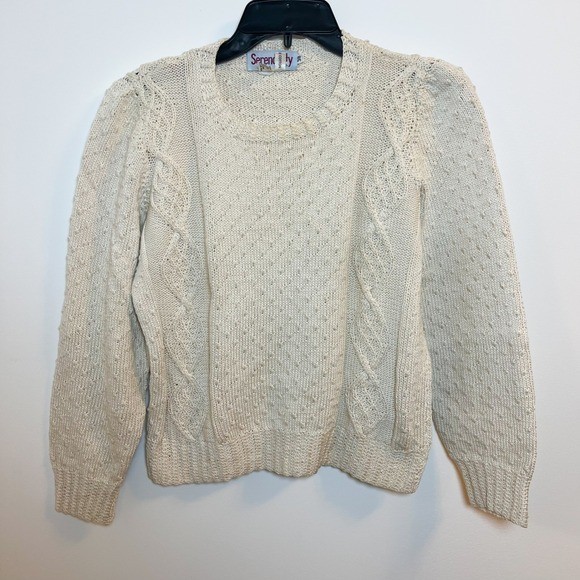 Cotton Cable Knit Sweater Cream Cottagecore
