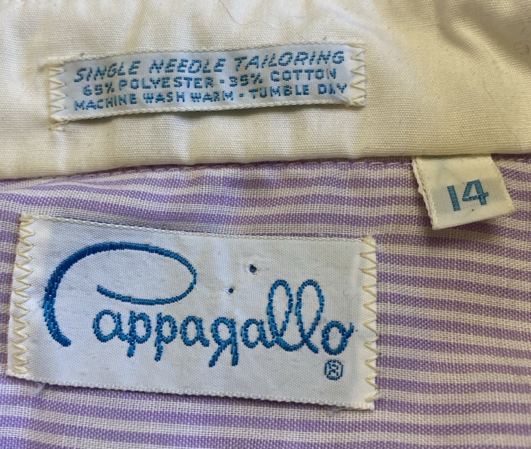 Vtg Pappagallo M Peter Pan Collar Cotton Blend Top Shirt Stripe Lavender Preppy