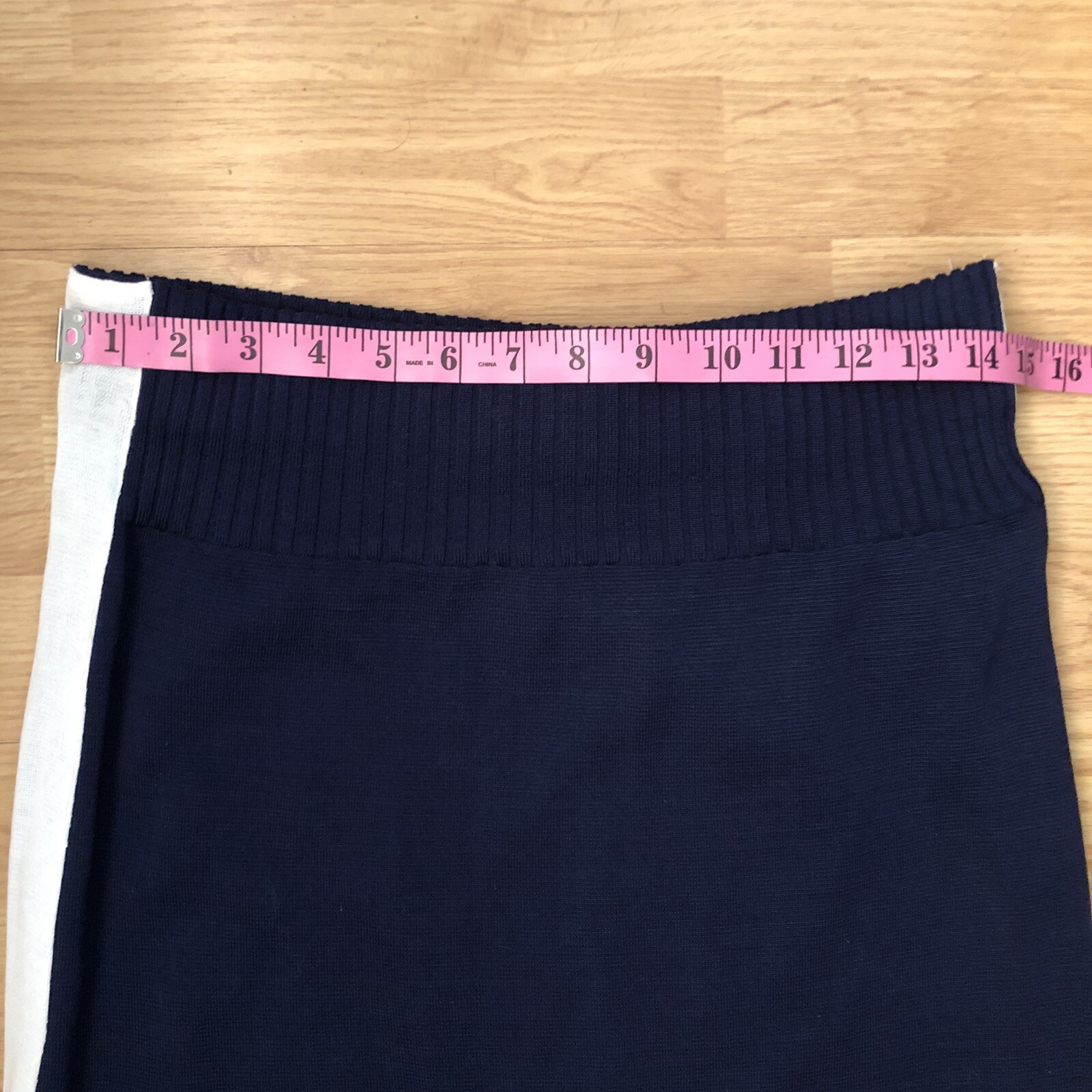 Rare VTG ” Bernard Perris ” Paris Blue & White 80’s Pencil Skirt FR 44 Designer