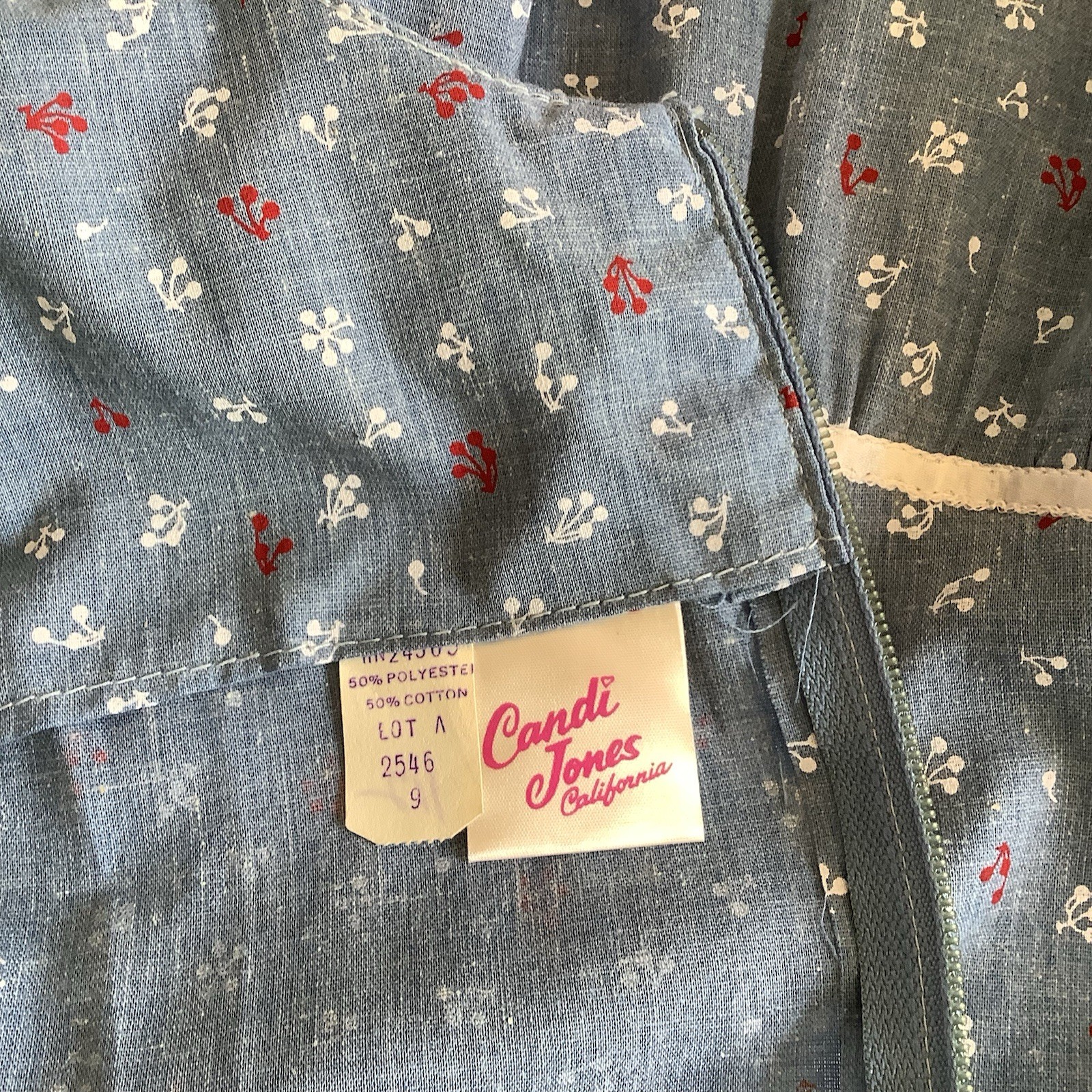 Vintage 970’s Candi Jones Of California Country Blue Calico Prairie Midi Dress