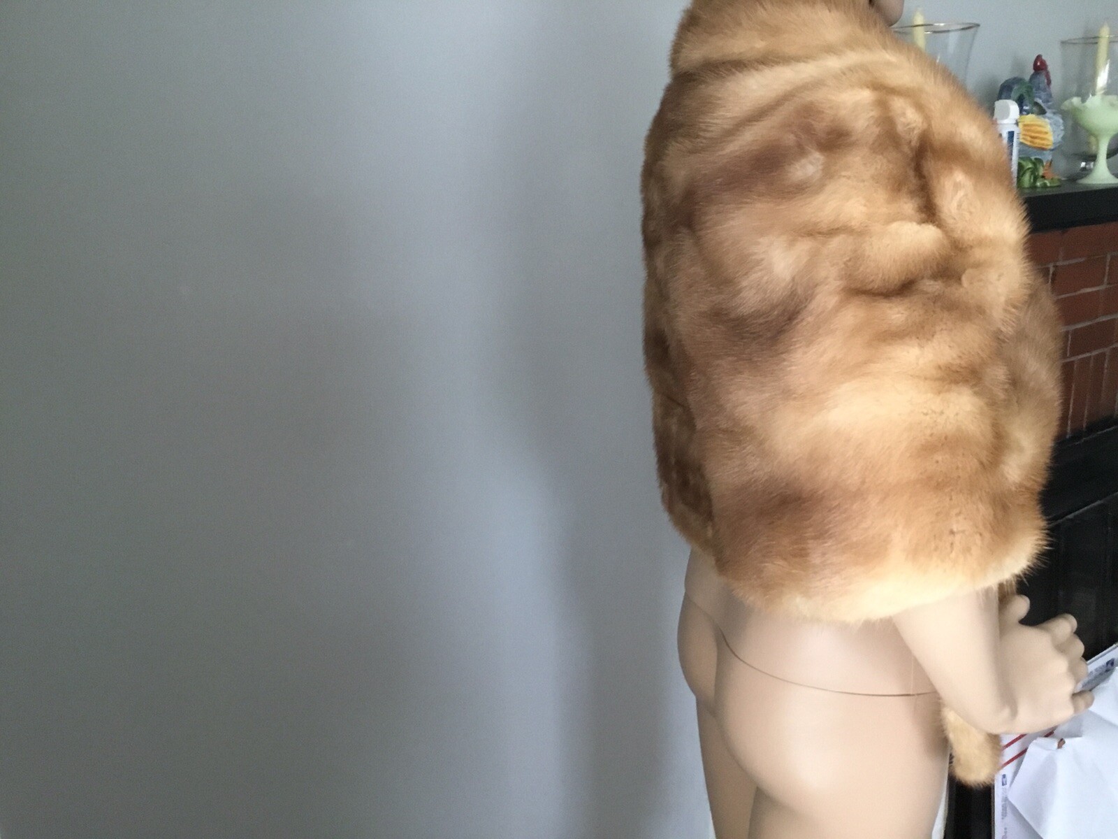 Vintage Mink Stole tan Schimmel Furs St. Louis Union Made 1955 Pockets Initials