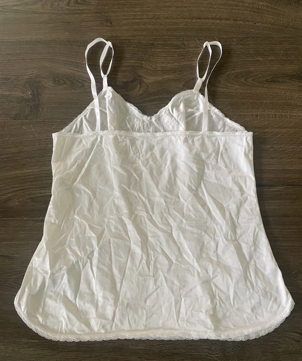 Vintage Vanity Fair White Lace Trim Camisole Slip, Size 34/40
