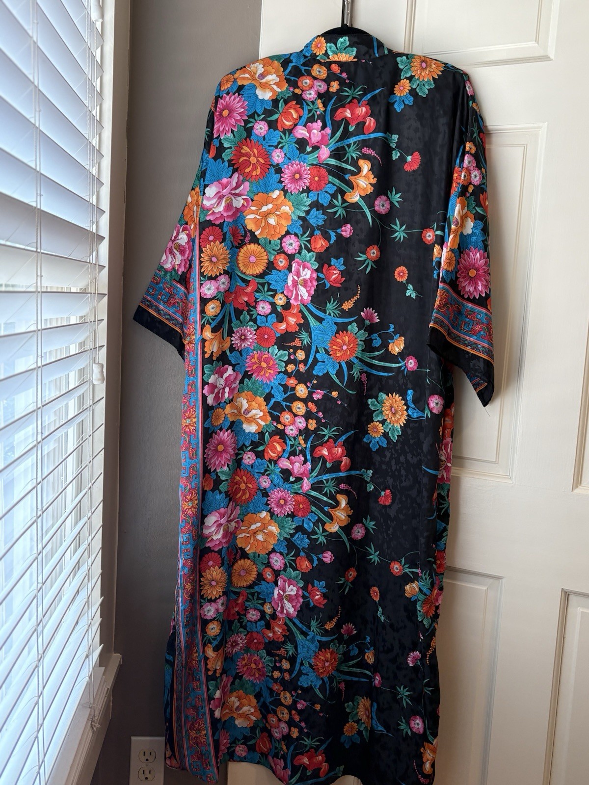 Vintage Ruth Norman New York Zipper Up In Front Kaftan Dress Robe Kimono Sz M