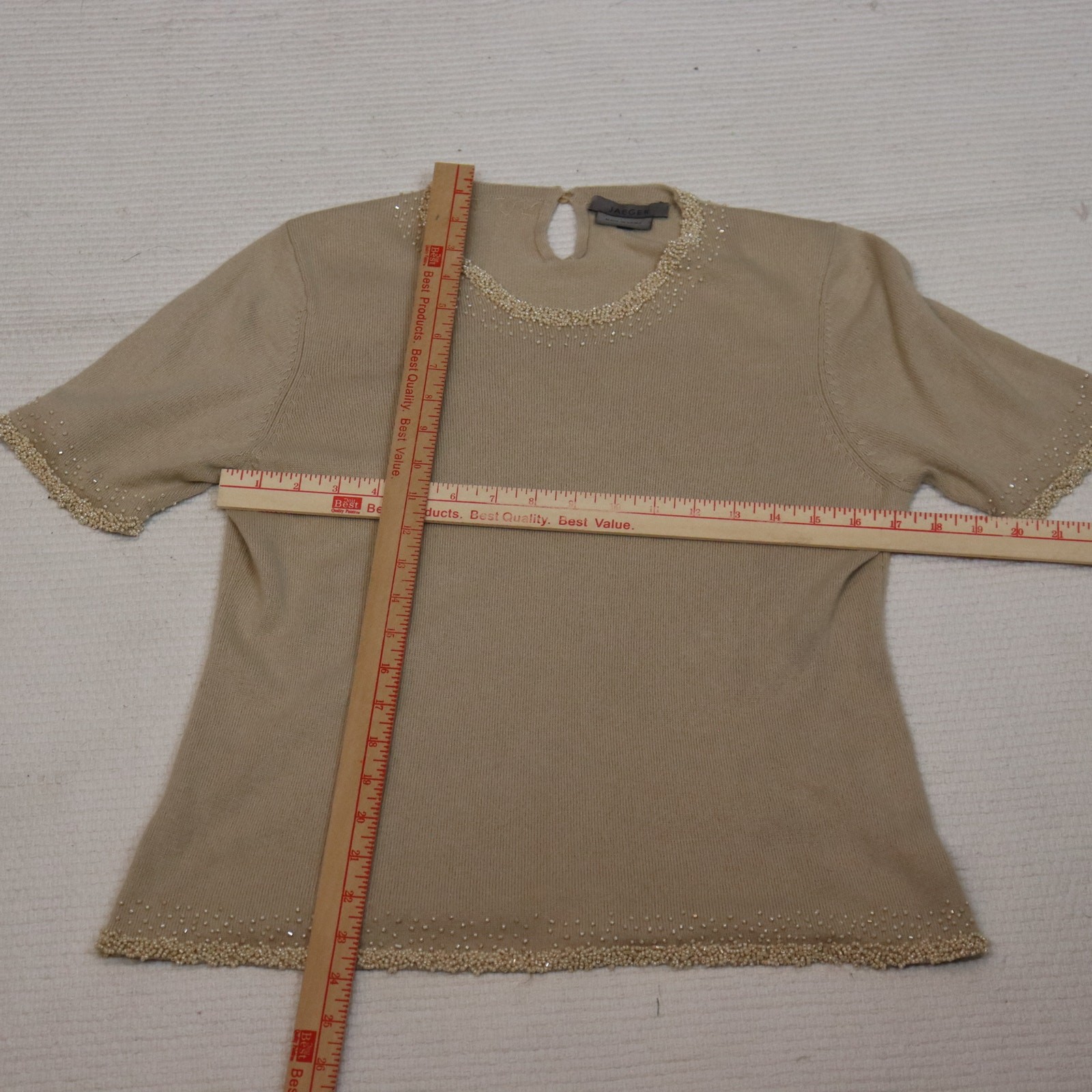 Vintage Jaeger hand beaded silk and cashmere sweater size Large