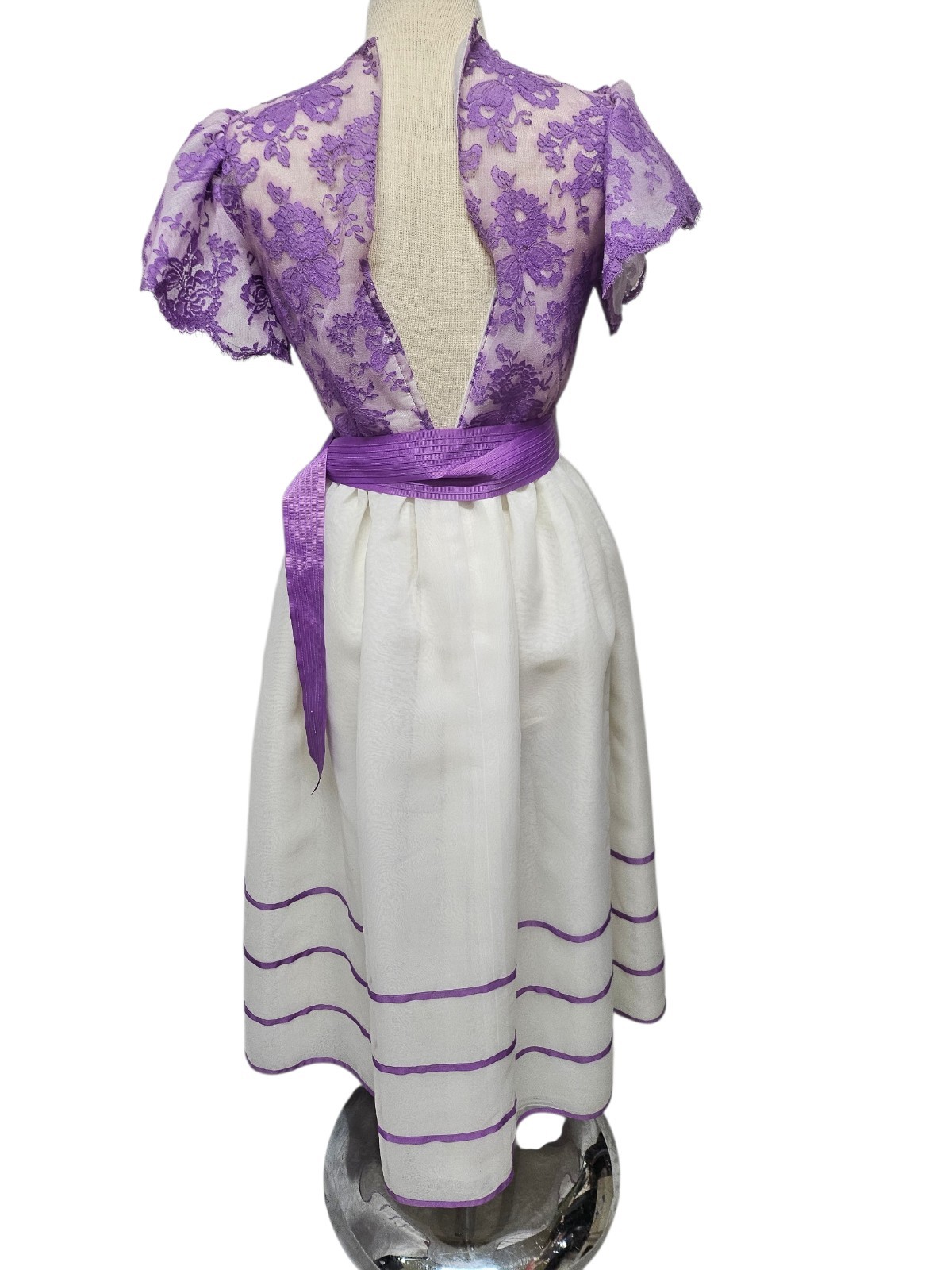 Vintage WILLIAM PEARSON Dress Small Women Fit & Flare Purple Lace Overlay