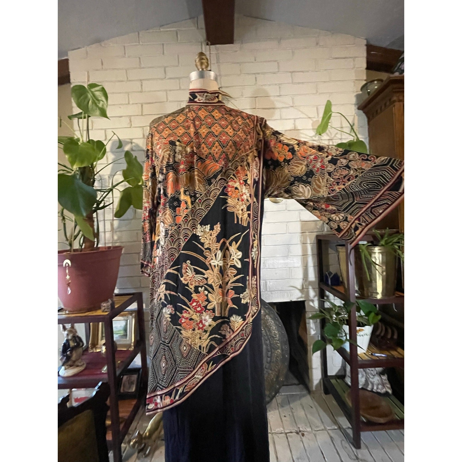 Vintage 1970s Leonard Paris Silk Mikado Cancan Batik Maxi Dress