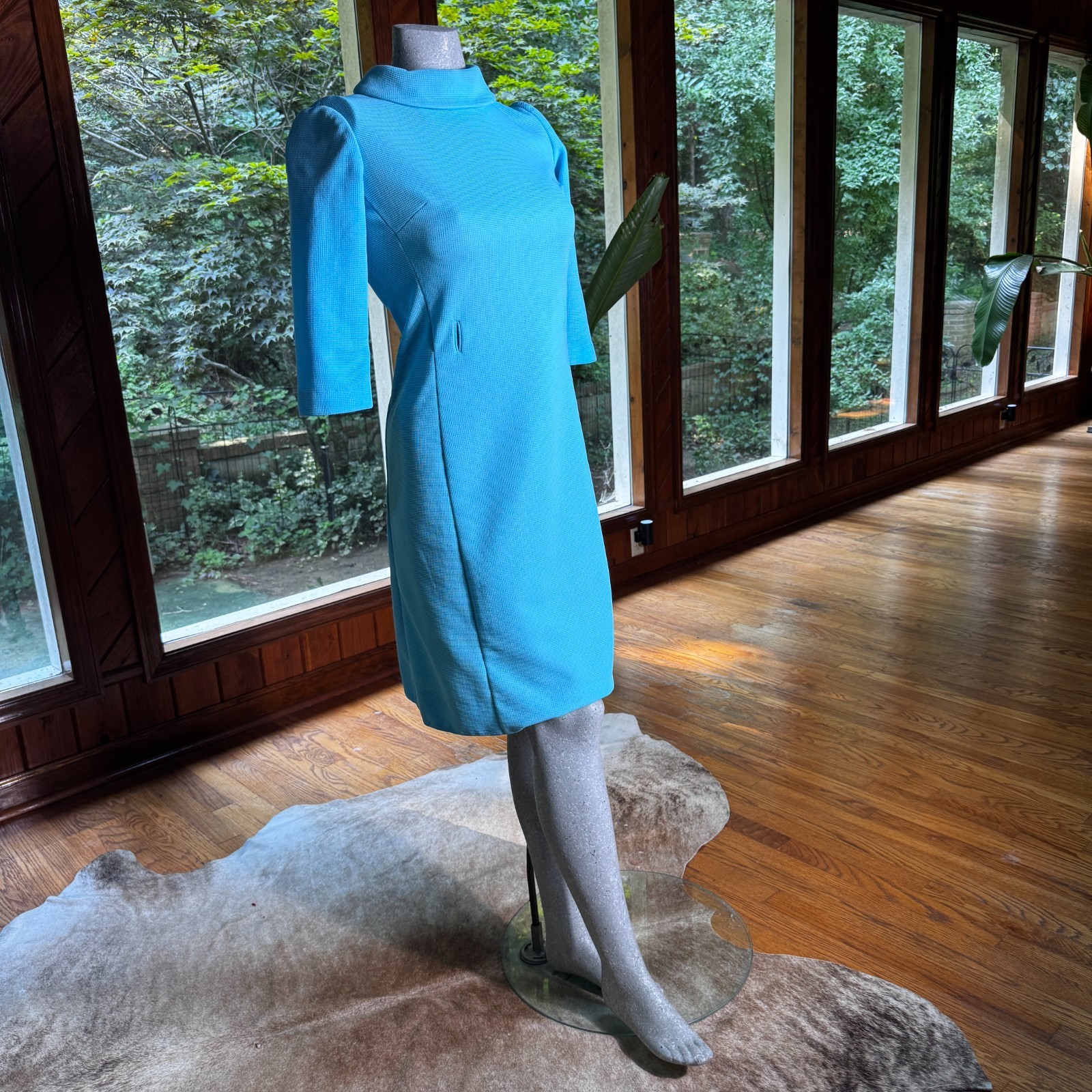 Vintage 60s 70s Stoner Square Nelly Don Mod Knit Shift Dress Talon Zip Small