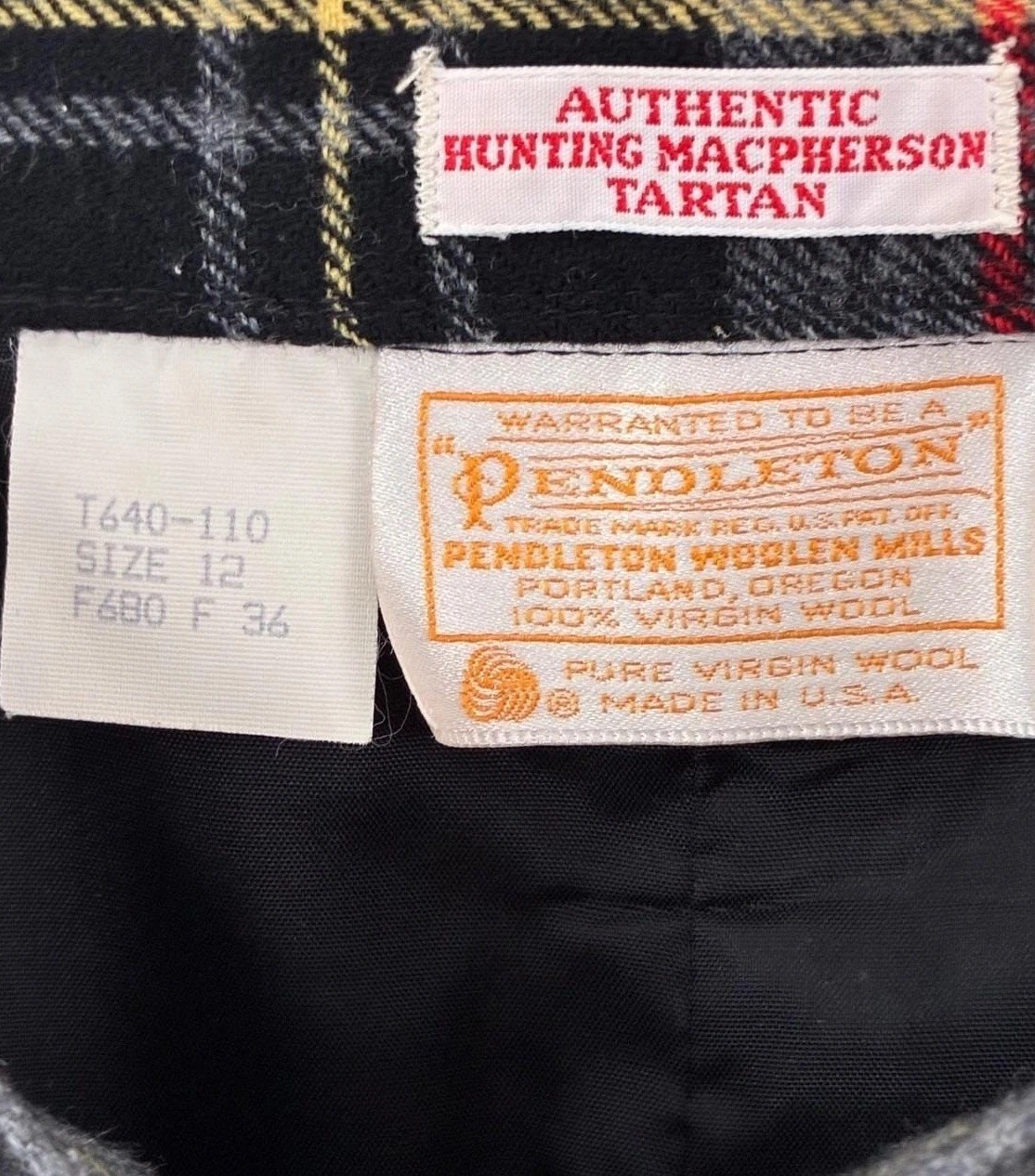 Pendleton Plaid Skirt Women 12 Grey Red Vintage Wool Hunting Macpherson Tartan