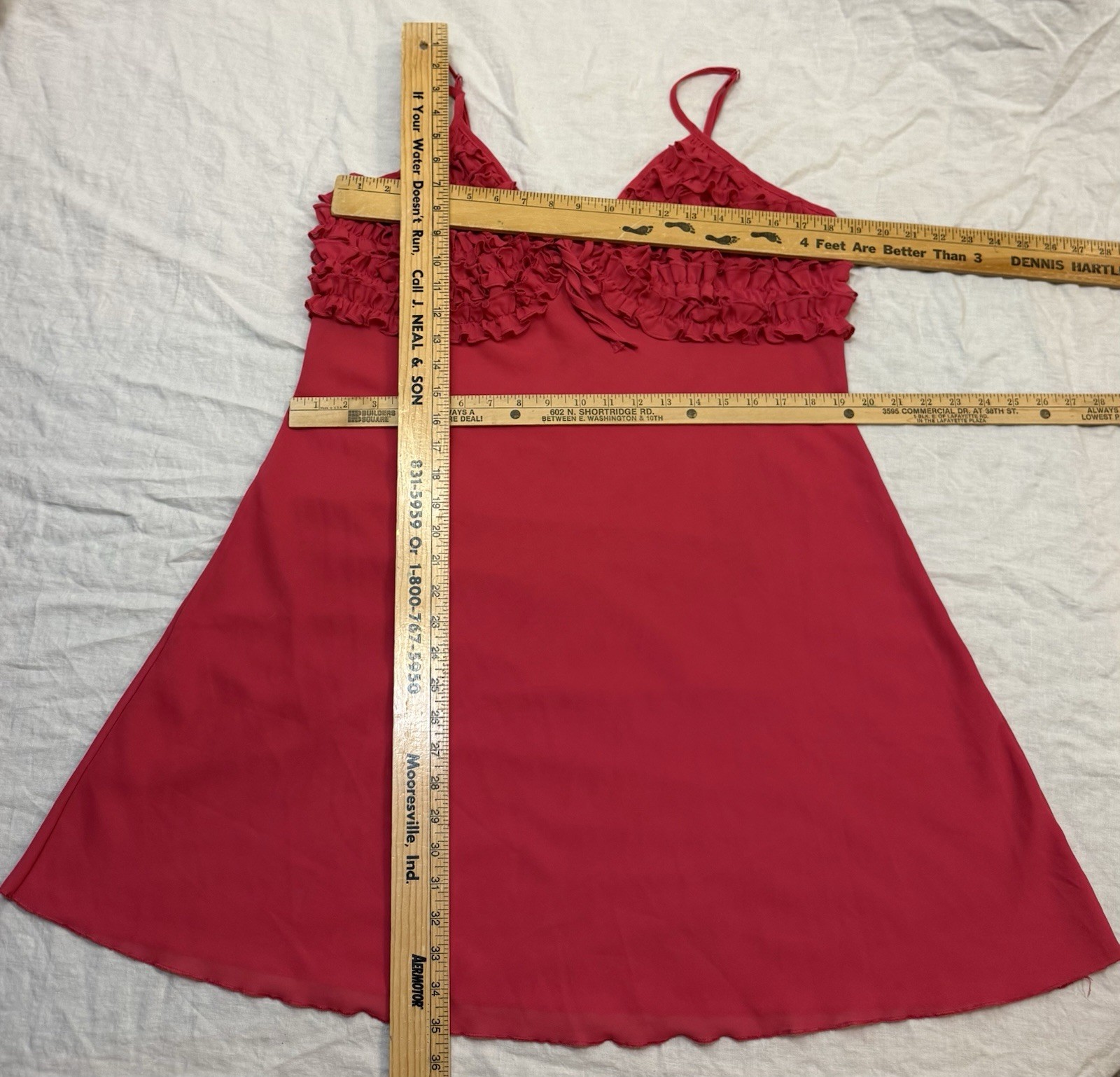 Vtg 90’s Undercover Wear Slip Dress Sz XL Chiffon Ruffles Nightgown Tomato Red