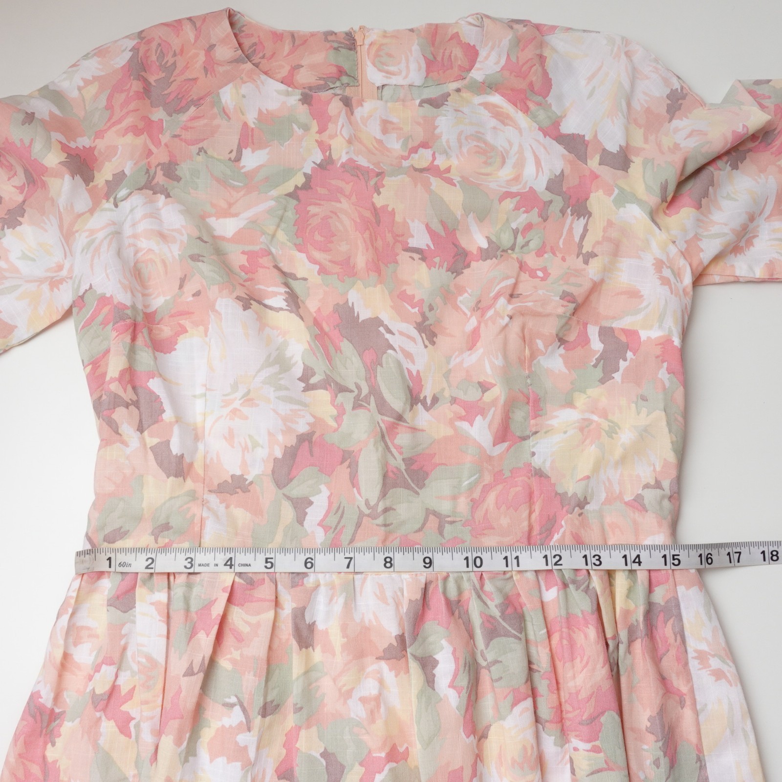 Vintage 70s Women’s Prairie Sun Foral Rose Dress Size Women’s Medium Pastel Pink