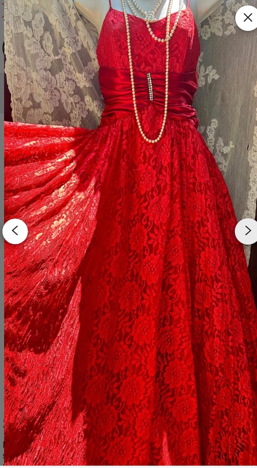 80s Red lace dress vintage vampy gown halloween costume stage dance formal red p