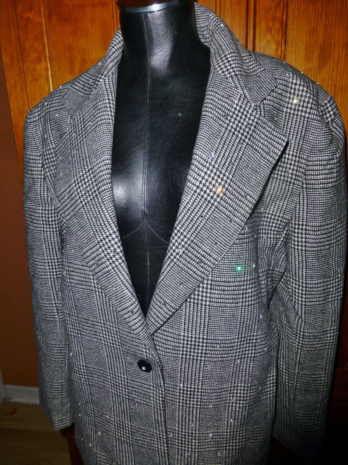 Vtg 80s CRYSTALS Rhinestones Embellished dress Evening Party Blazer Jacket L XL