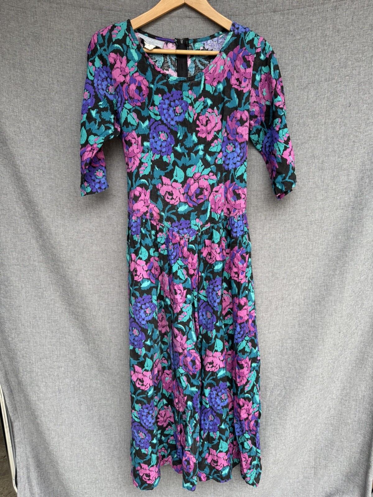 Rabbit Designs Sz 8 Vintage 80’s 90’s USA Jumpsuit Romper Floral Pink Purple