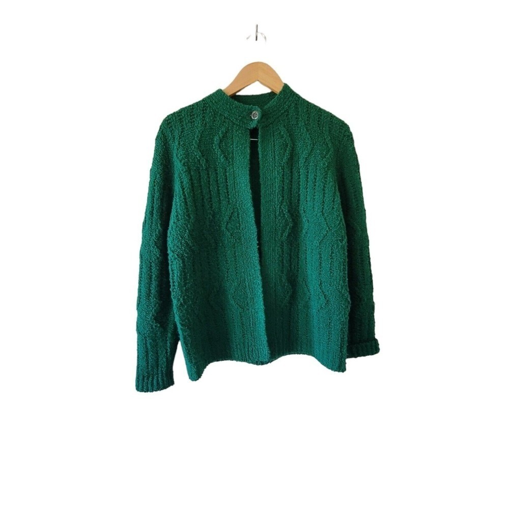 Objectives Vintage Cardigan Green Shaw Sweater LARGE
