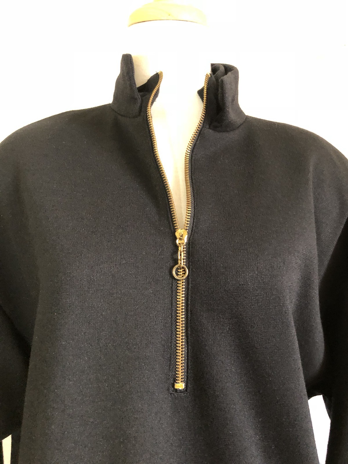Vintage Caron Chicago Dress Size 6 Black Heavy w Gold Brass Zippers USA
