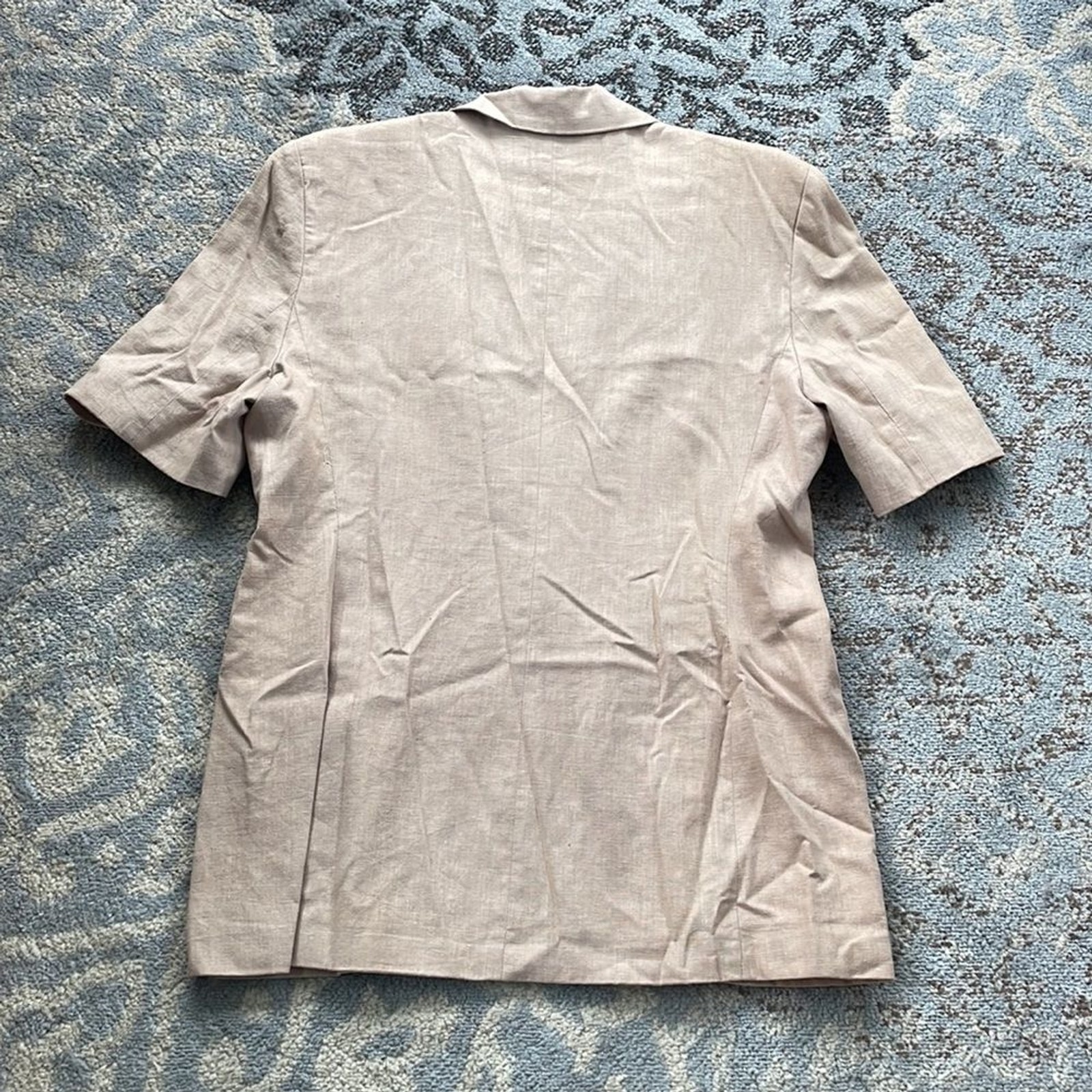 Ted Lapidus Vintage Embroidered Short Sleeve Blazer Tan 12