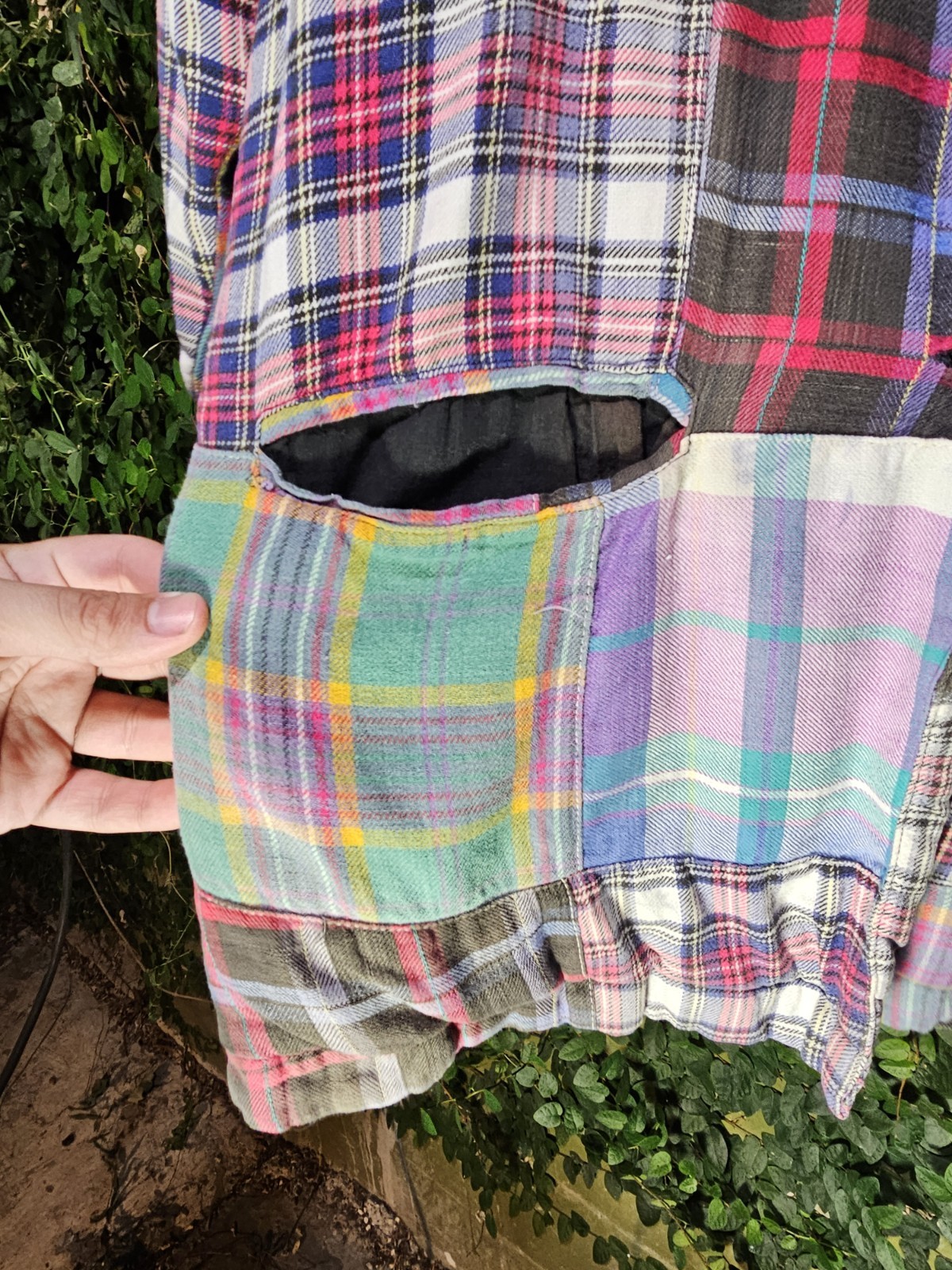 Vintage 80s Tangibles Patchwork Plaid Blazer Boho Preppy Sz M Jacket