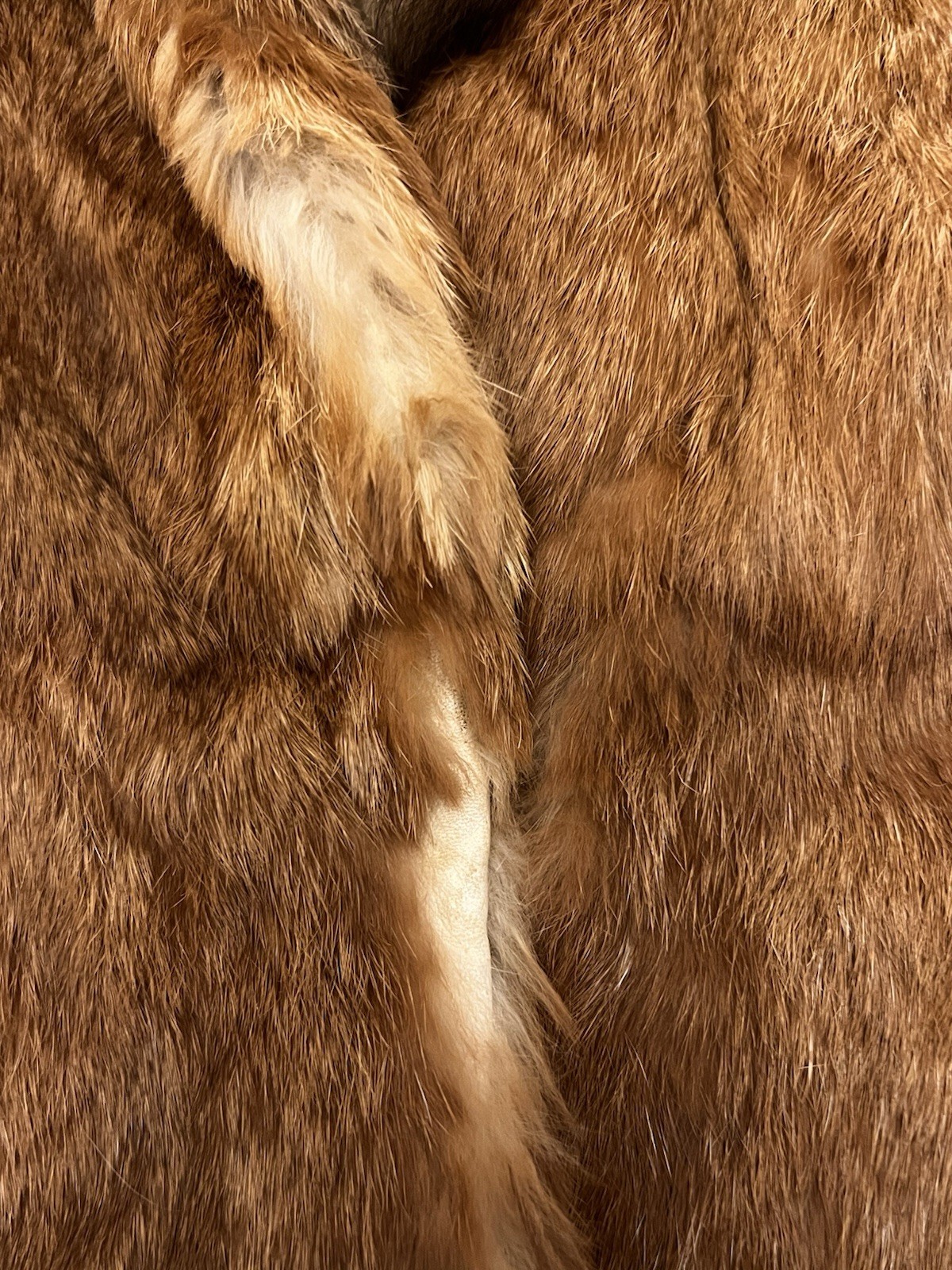 Vintage Real Fox Fur Coat Brown Red Hollywood Glam Mobwife Size Medium