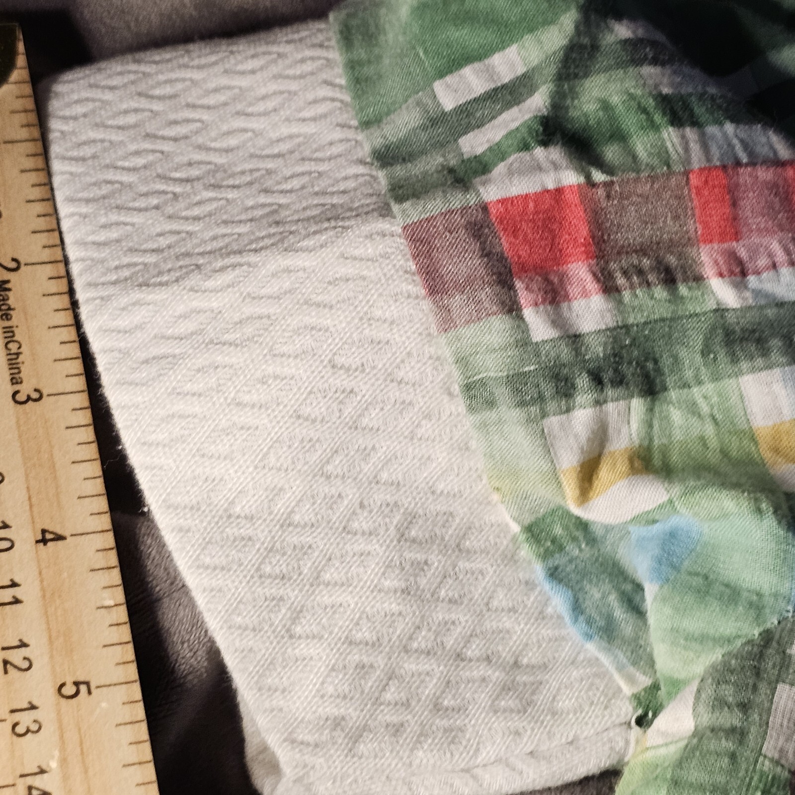 VTG Sears Fashions Shortsleeve Blouse Plaid Pastel Green Collared Cotton 70s 14