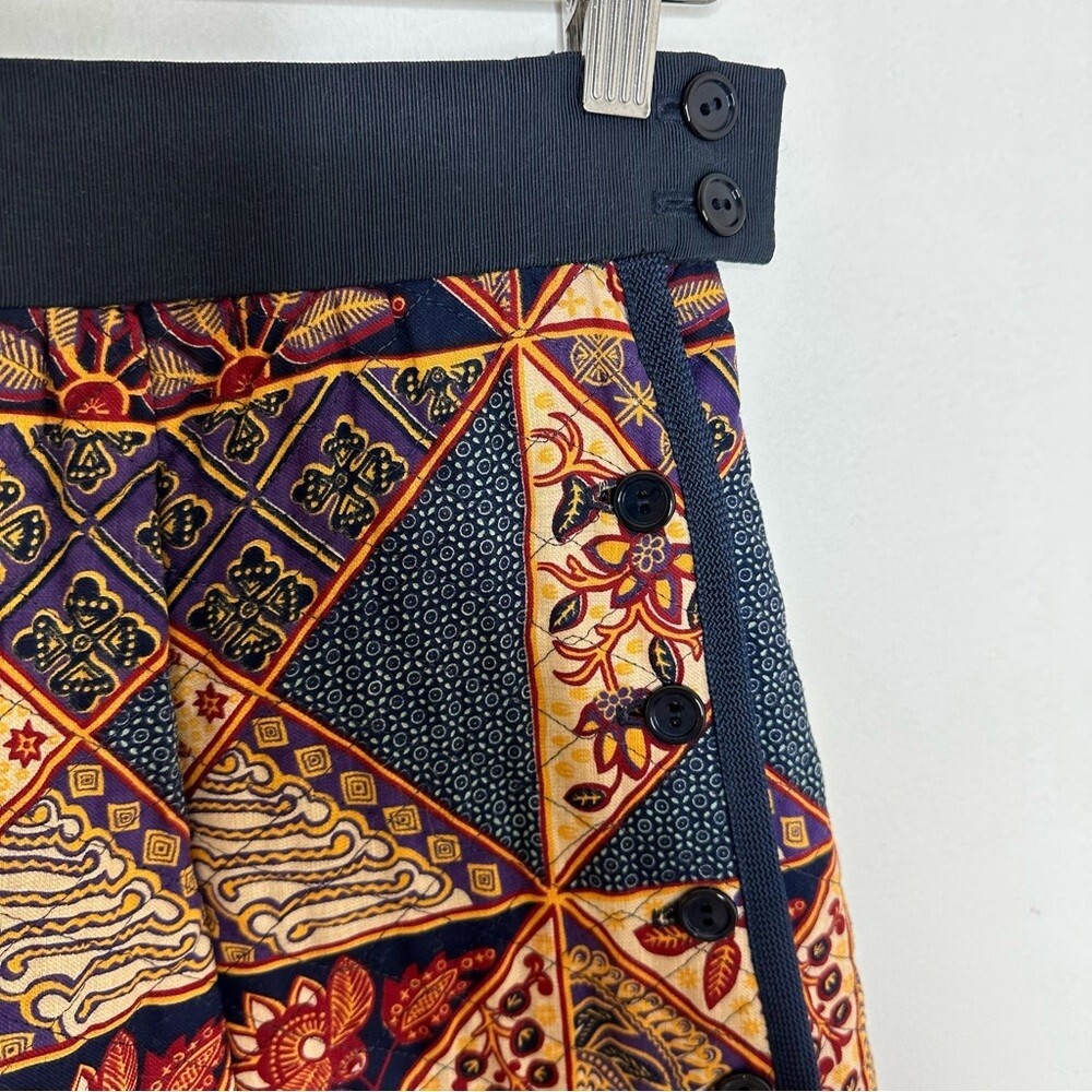 Vintage 70s Retro Quilted Bird & Butterfly Print Patchwork A Line Maxi Skirt