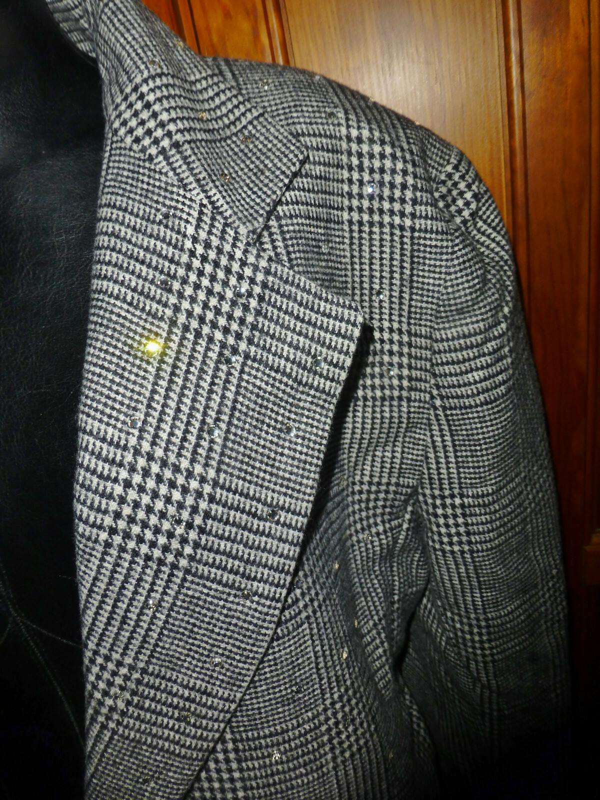 Vtg 80s CRYSTALS Rhinestones Embellished dress Evening Party Blazer Jacket L XL