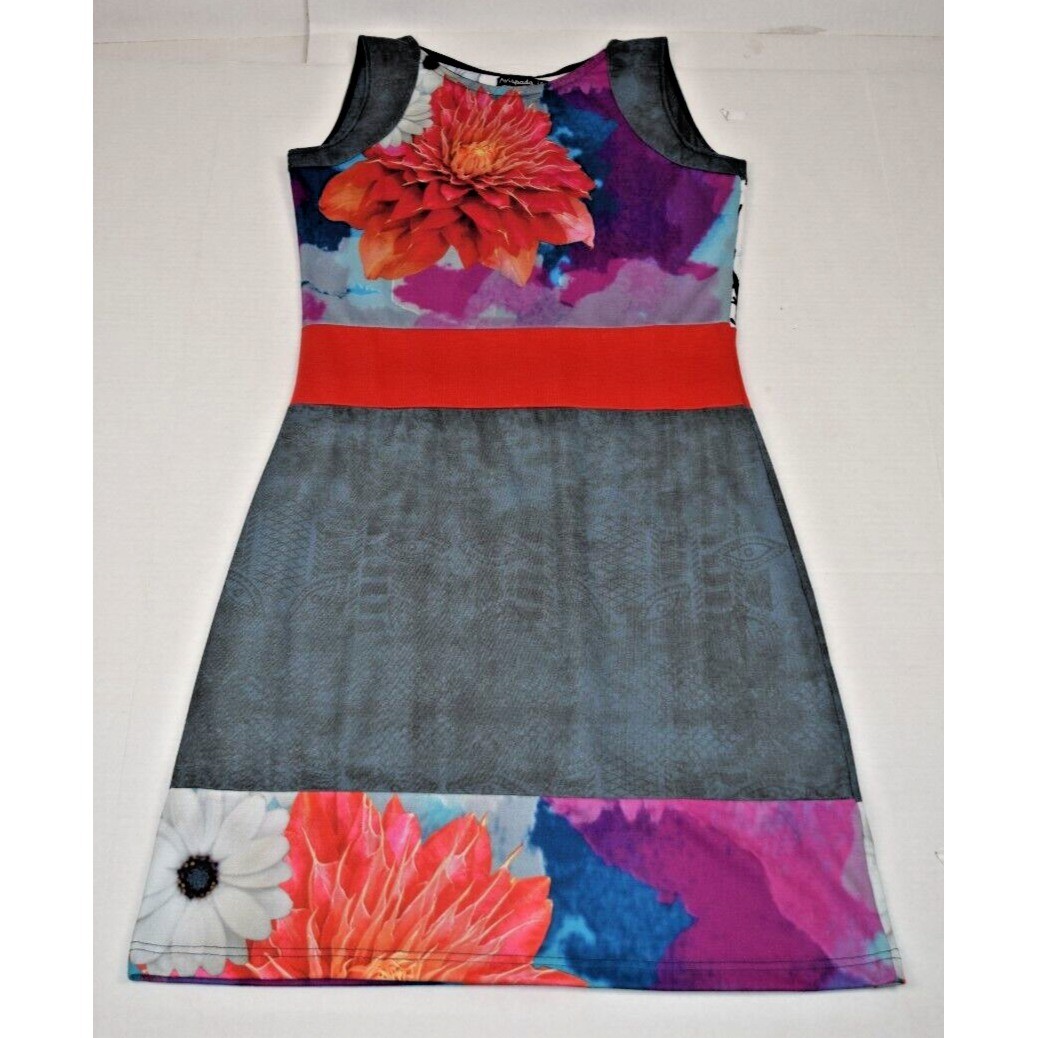 Vintage Mini Dress Avispada Size S/M 90s Bright Big Color Patchwork Soft Stretch