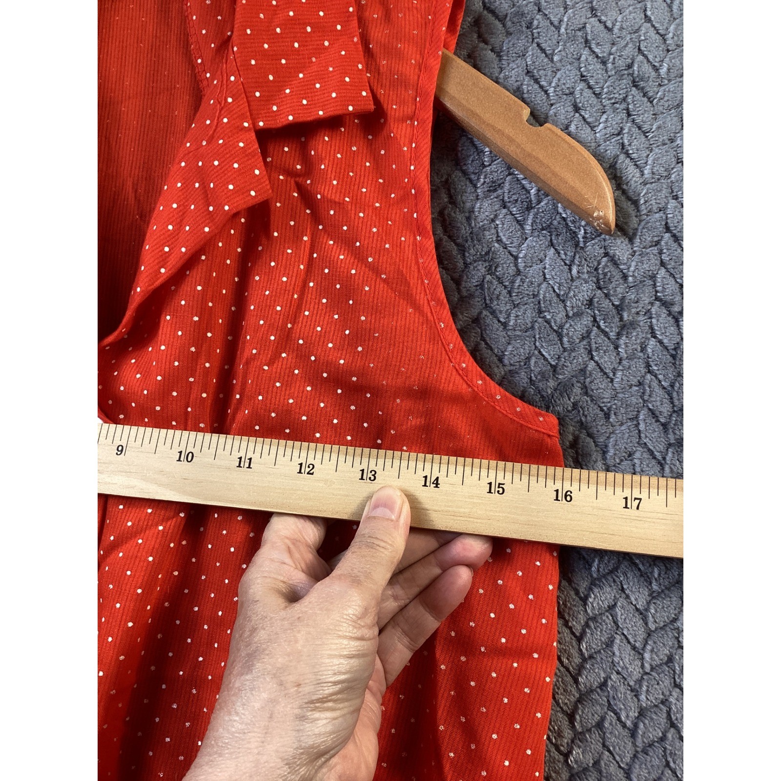 Vintage New Raves Red Polka Dot Sleeveless Midi Dress Retro Fit Flare Notched 10