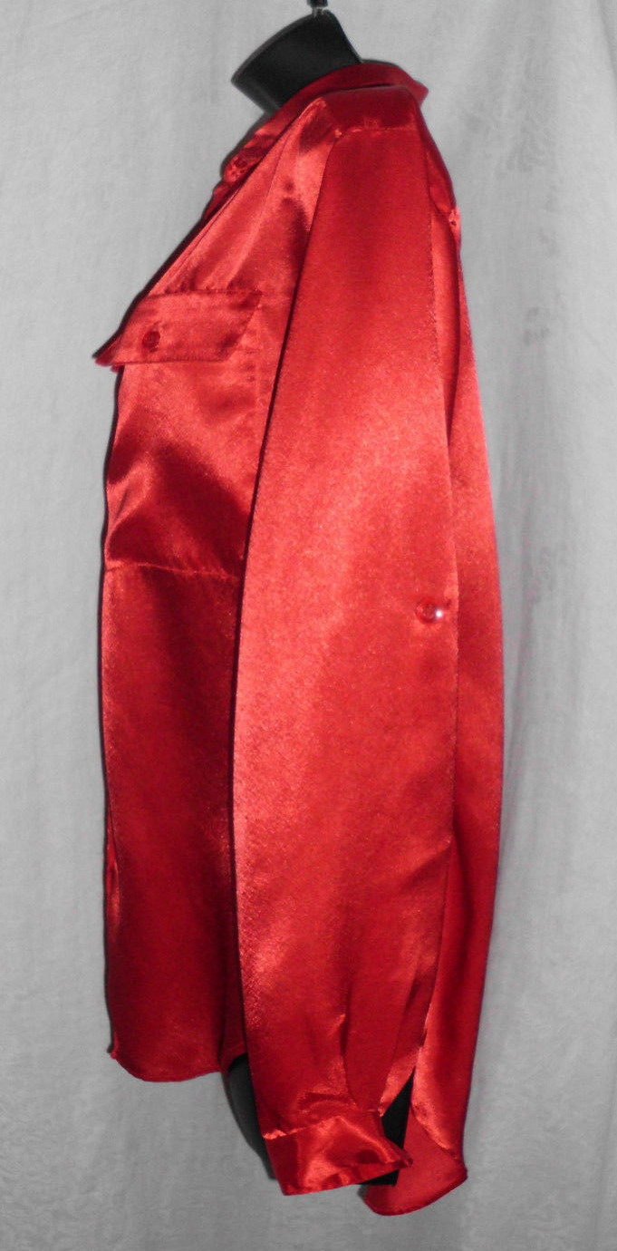 Vintage Partners by Mervyn’s Western Blouse Size 12 Red Polyester Long Sleeves